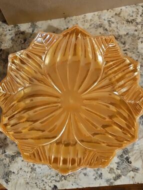 Anchor Hocking Amber Floral Peach Lustre Serving Bowl